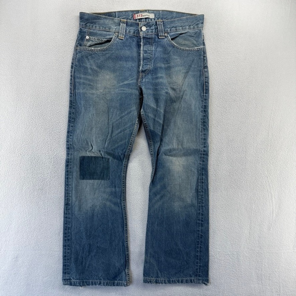 Vintage Levis Jeans Mens 34x32 fit 34x28 Blue 512 Bootcut Denim Hemmed Repair